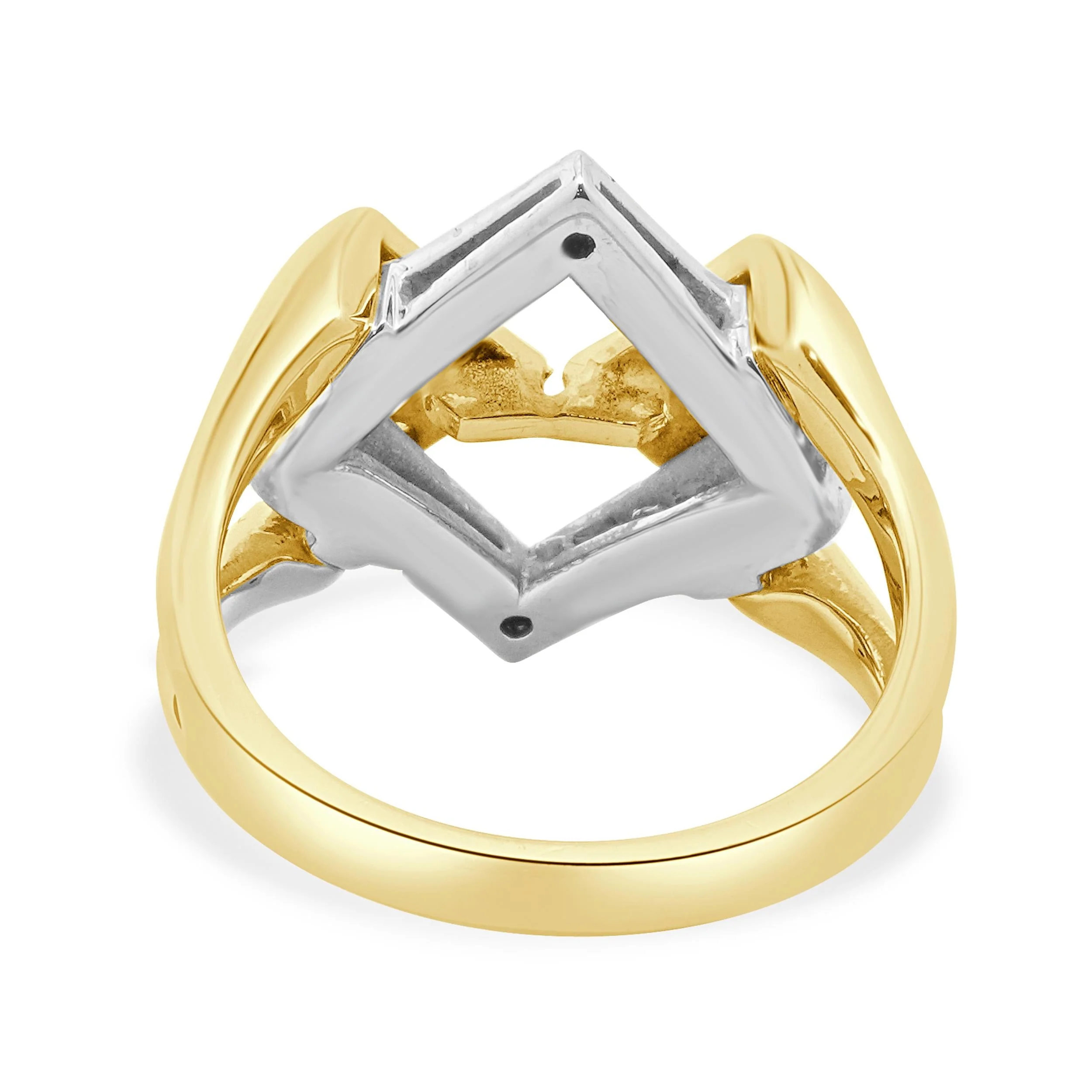 Fortunes 14 Karat Yellow & White Gold Diamond Geometric Interlocking Ring - Image 4