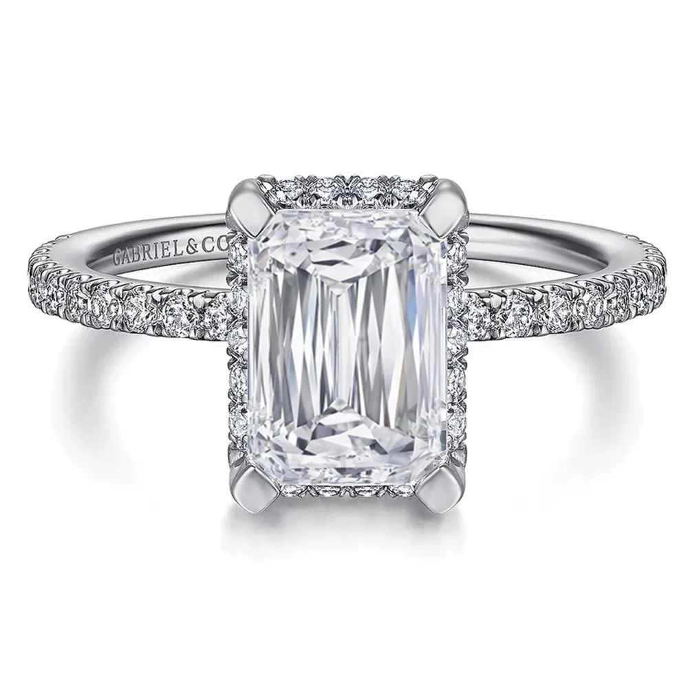 Gabriel & Co. 14K White Gold Emerald Cut Diamond Engagement Ring