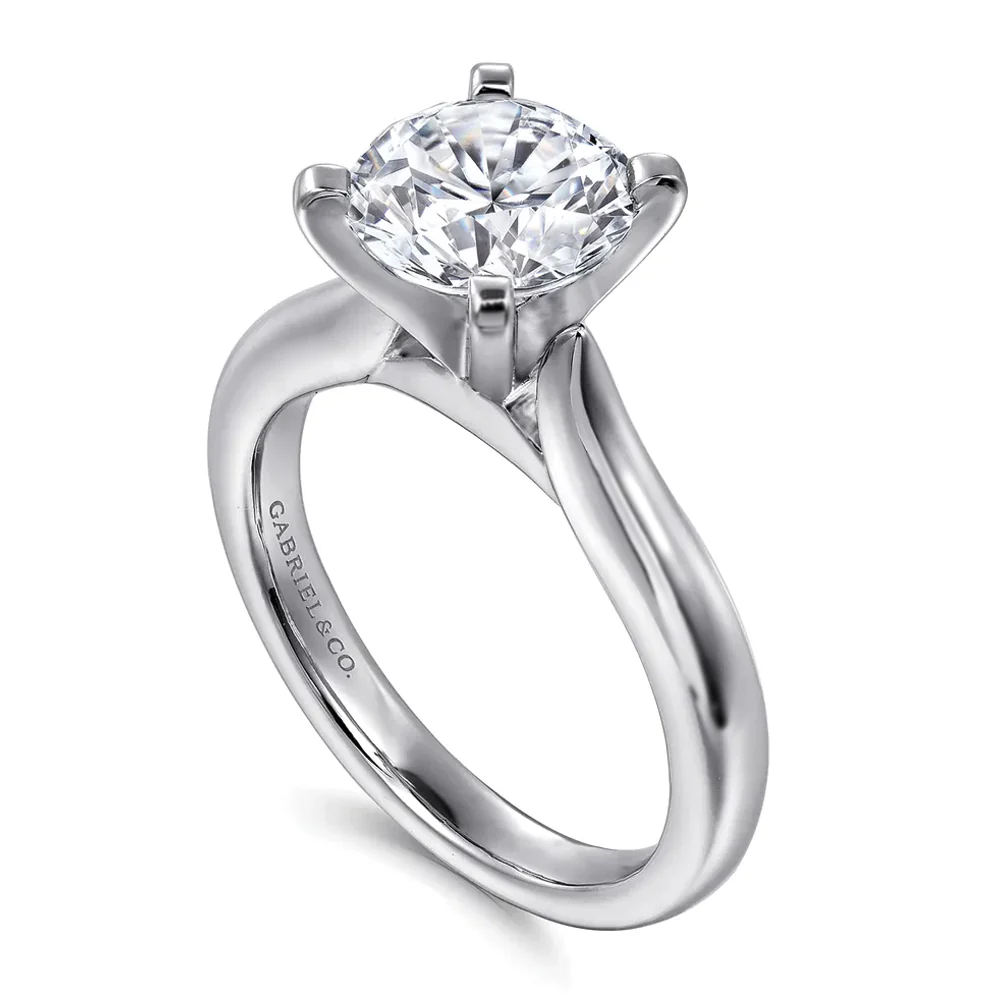 Gabriel & Co. 14K White Gold Round Brilliant Cut Diamond Engagement Ring - Image 2
