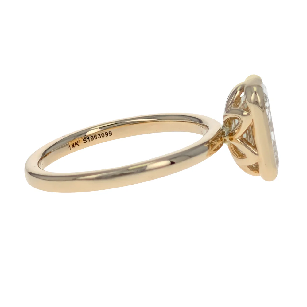 Gabriel & Co. 14K Yellow Gold Bezel Set Emerald Cut Diamond Engagement Ring - Image 3