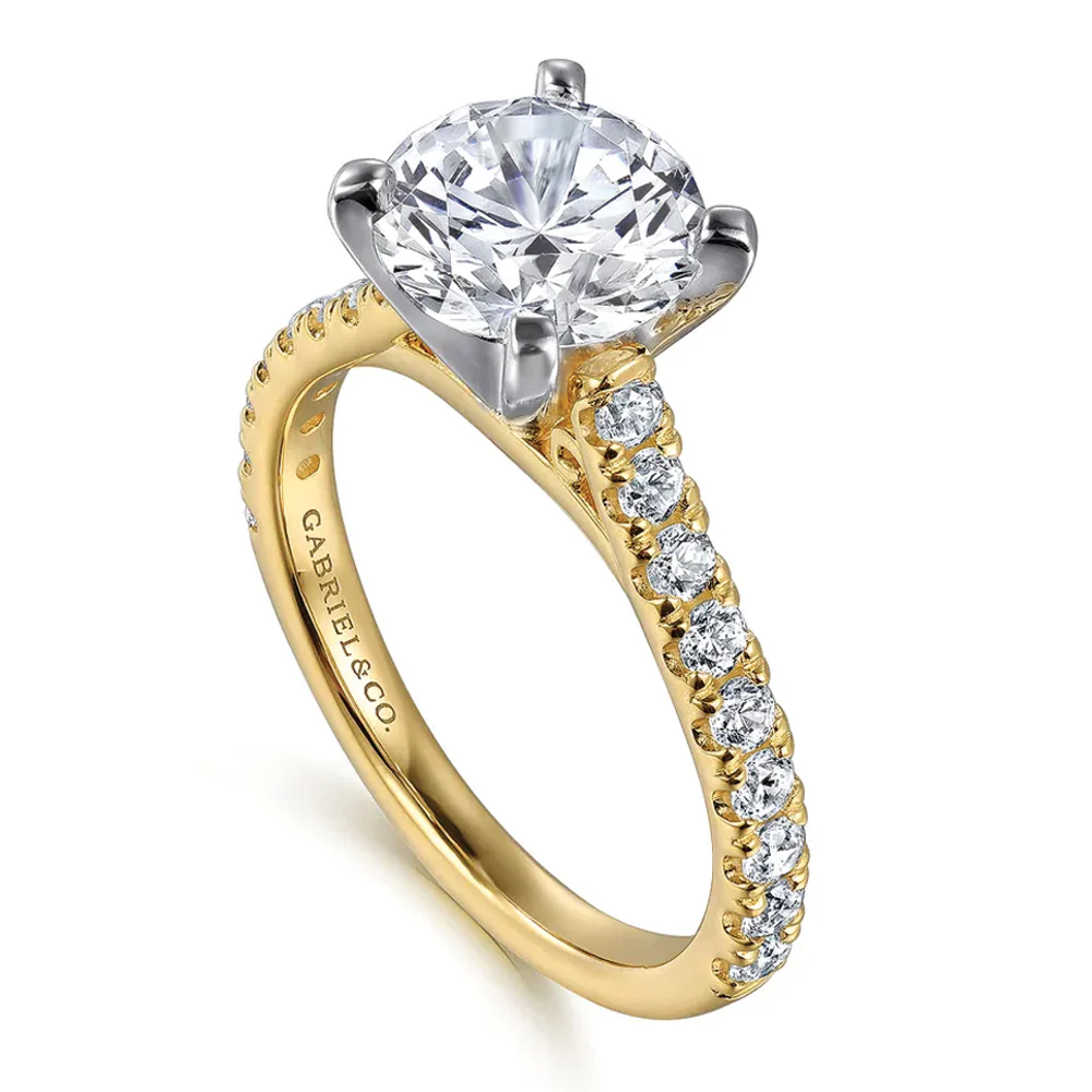 Gabriel & Co. 14K Yellow Gold Round Brilliant Cut Diamond Engagement Ring - Image 2