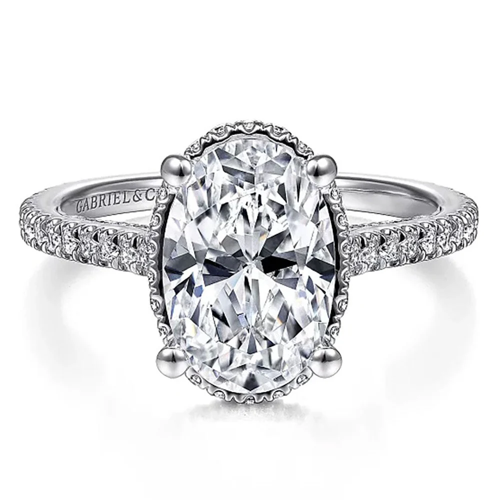 Gabriel & Co. 14K White Gold Oval Cut Diamond Engagement Ring
