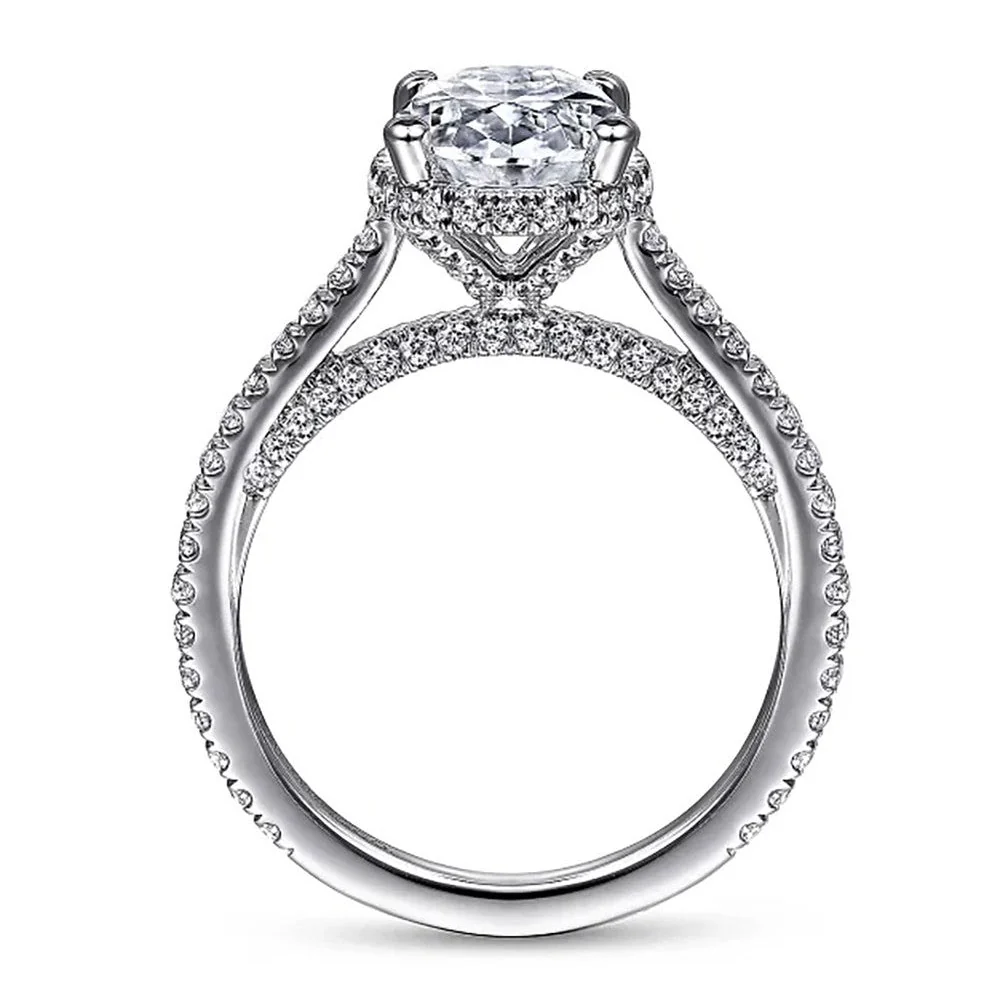 Gabriel & Co. 14K White Gold Oval Cut Diamond Engagement Ring - Image 4