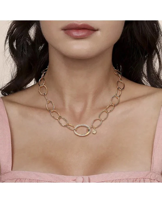 Gabriel & Co. Contemporary Collection Diamond Oval Drop Link Necklace - Image 3