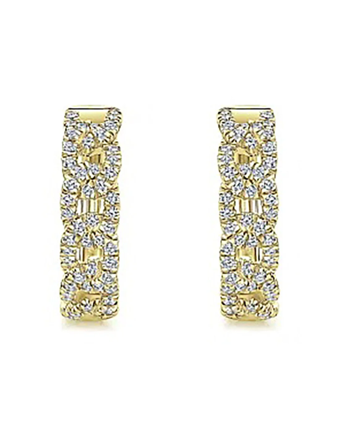 Gabriel & Co. Lusso Collection Diamond Curb Link Huggie Earrings - Image 2