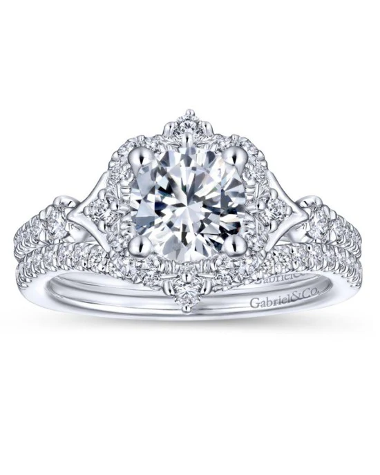 Gabriel & Co Round Halo Diamond Mounting in 14k White Gold - Image 2