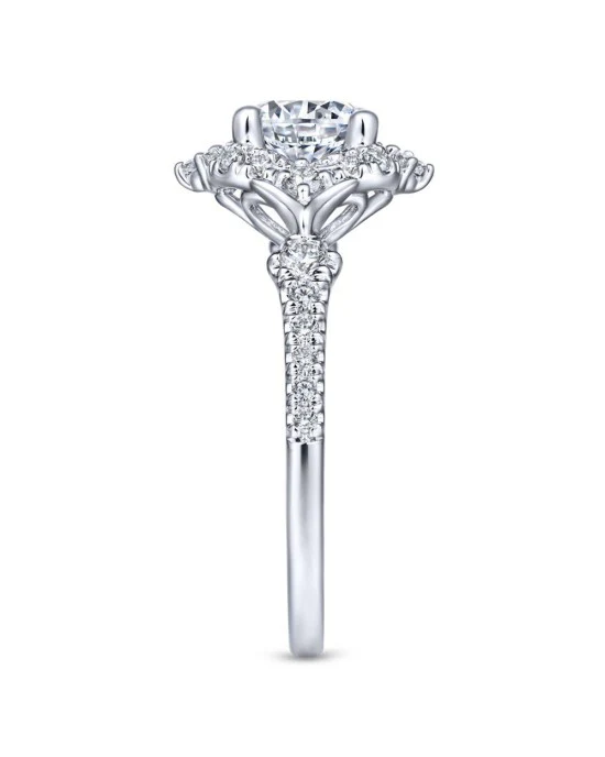 Gabriel & Co Round Halo Diamond Mounting in 14k White Gold - Image 4