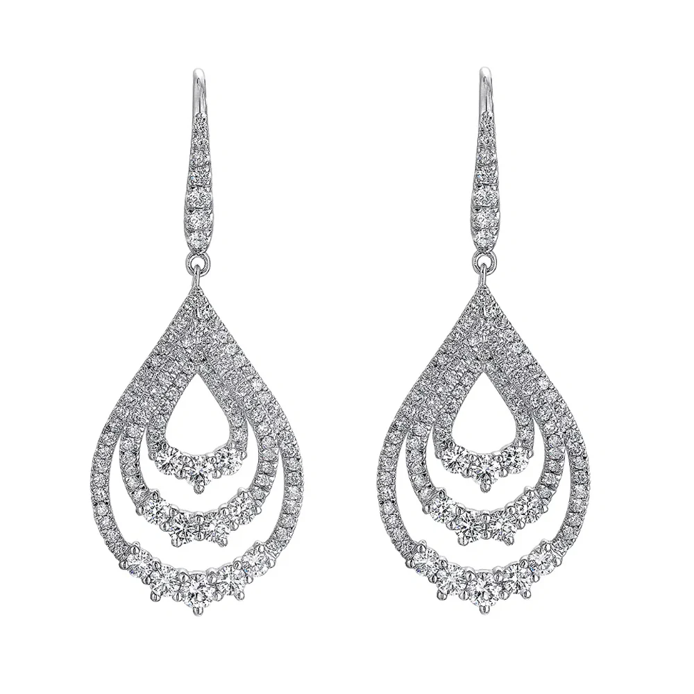 Gabriel & Co. Triple Teardrop Diamond Drop Earrings