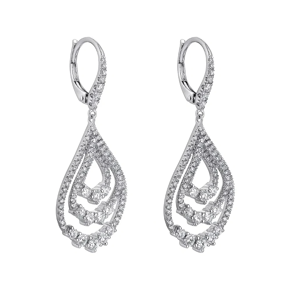 Gabriel & Co. Triple Teardrop Diamond Drop Earrings - Image 2