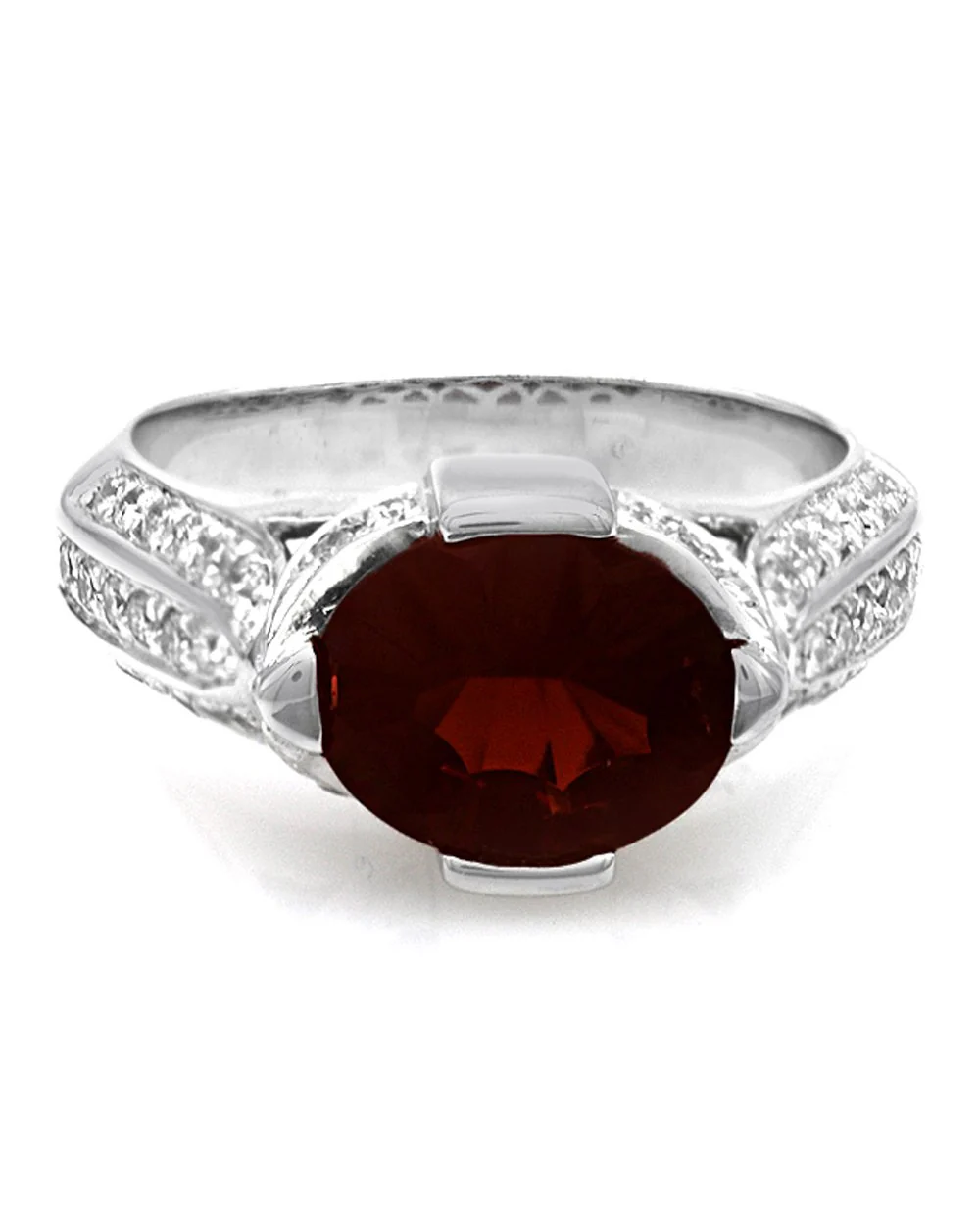 Garnet and Diamond Fashion Ring in Gold - Image 2