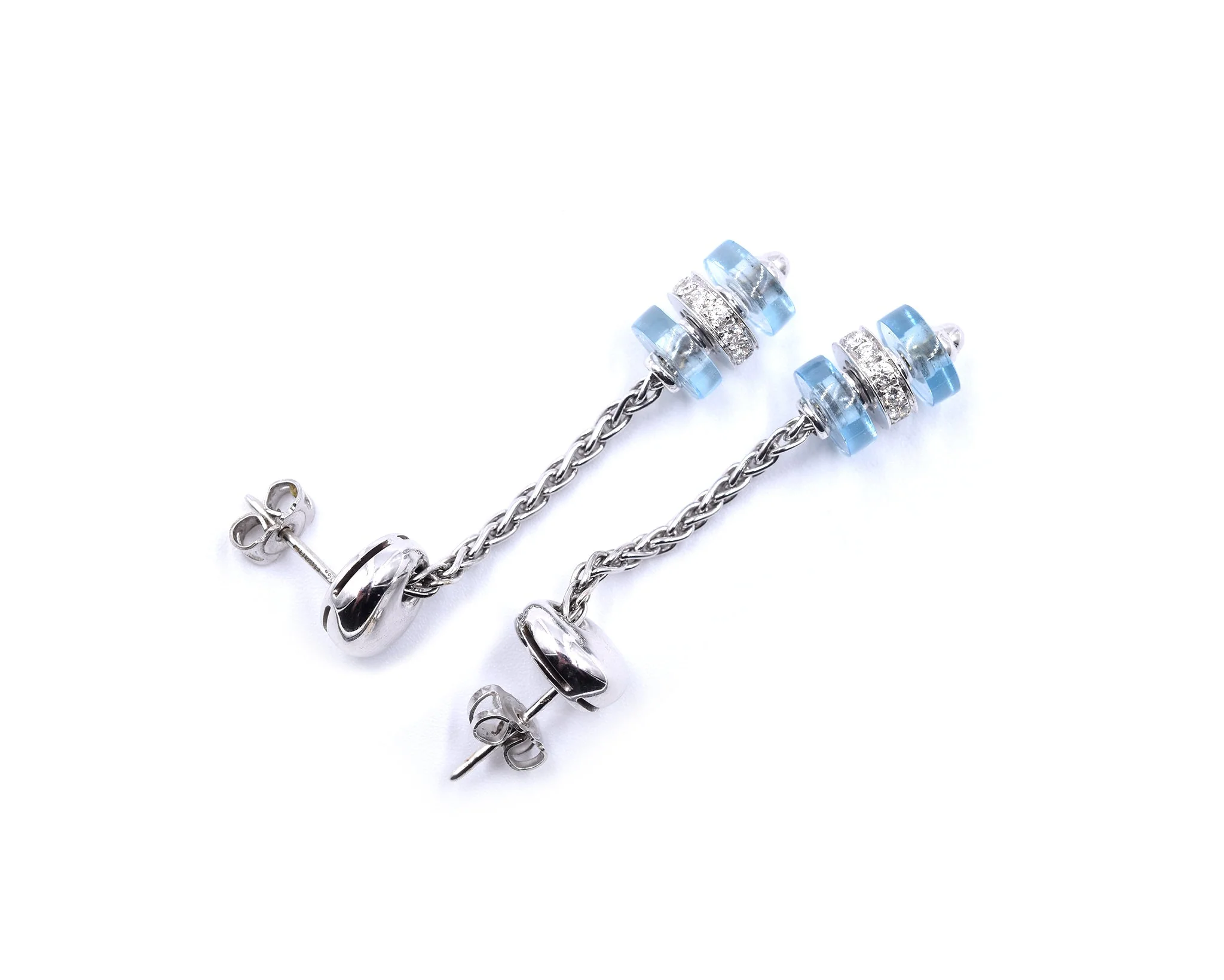 Garrard Regal 18k White Gold Diamond and Aquamarine Earrings - Image 3