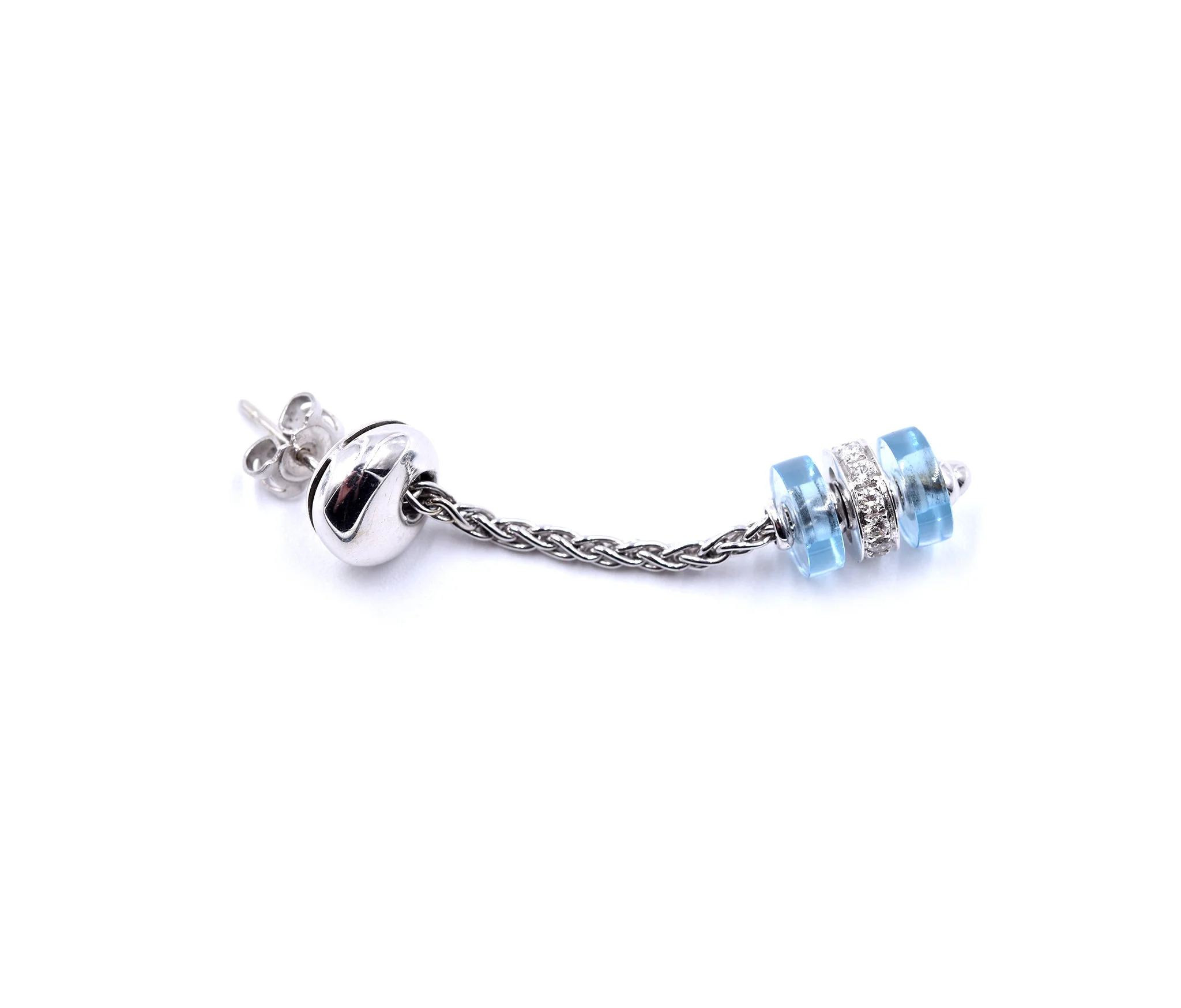 Garrard Regal 18k White Gold Diamond and Aquamarine Earrings - Image 4