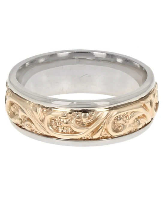 Gentleman's 2 Tone Scroll Motif Band - Image 2
