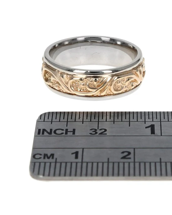 Gentleman's 2 Tone Scroll Motif Band - Image 3