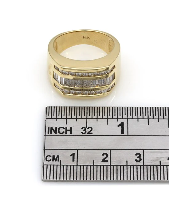 Gentleman's 3 Row Diamond Tapered Ring - Image 3