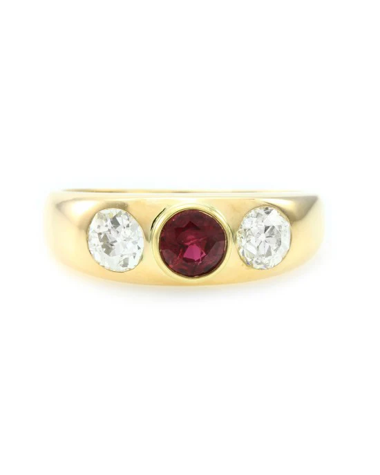 Gentleman's Burmese Ruby and Diamond Ring in Gold - Image 2