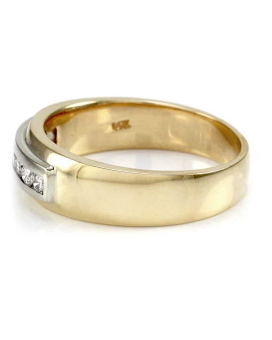 Gentleman's Channel Set Diamond Band in Two Tone 14K Gold - Image 4