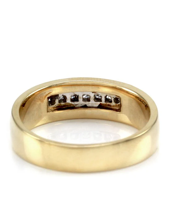 Gentleman's Channel Set Diamond Band in Two Tone 14K Gold - Image 5