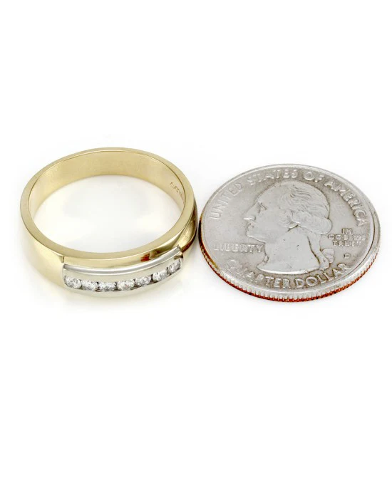 Gentleman's Channel Set Diamond Band in Two Tone 14K Gold - Image 6