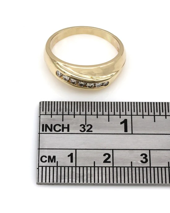 Gentleman's Diagonal Set Diamond Ring - Image 4