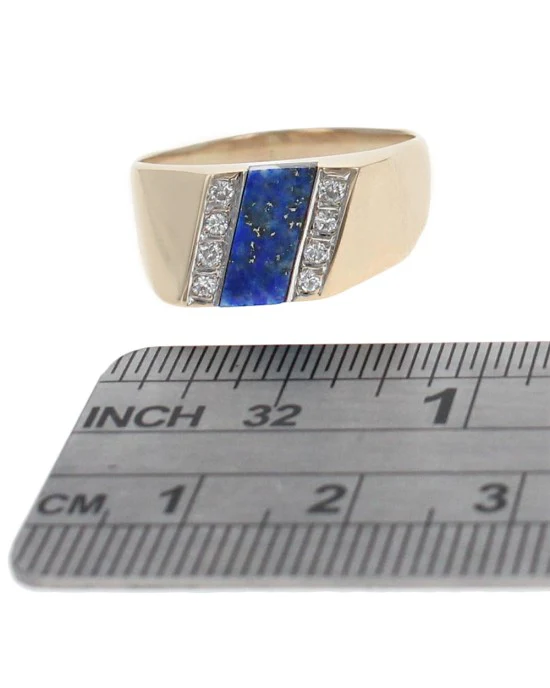 Gentlemans Lapis Lazuli Panel and Diamond Ring - Image 3