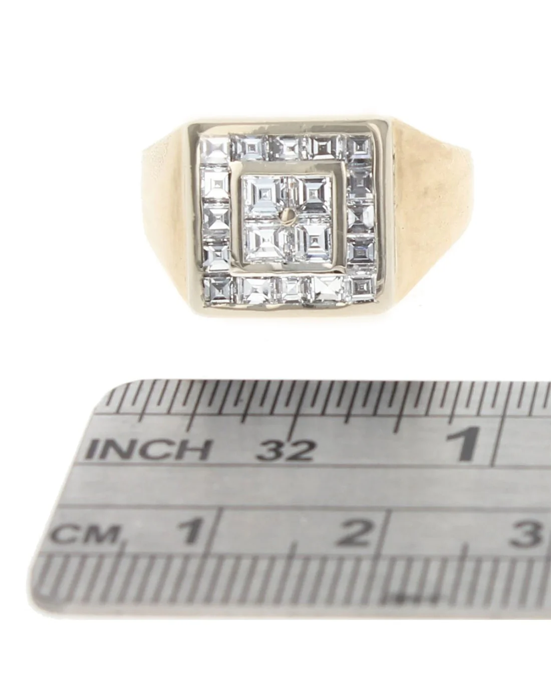 Gentlemans Princess Diamond Square Top Ring - Image 3
