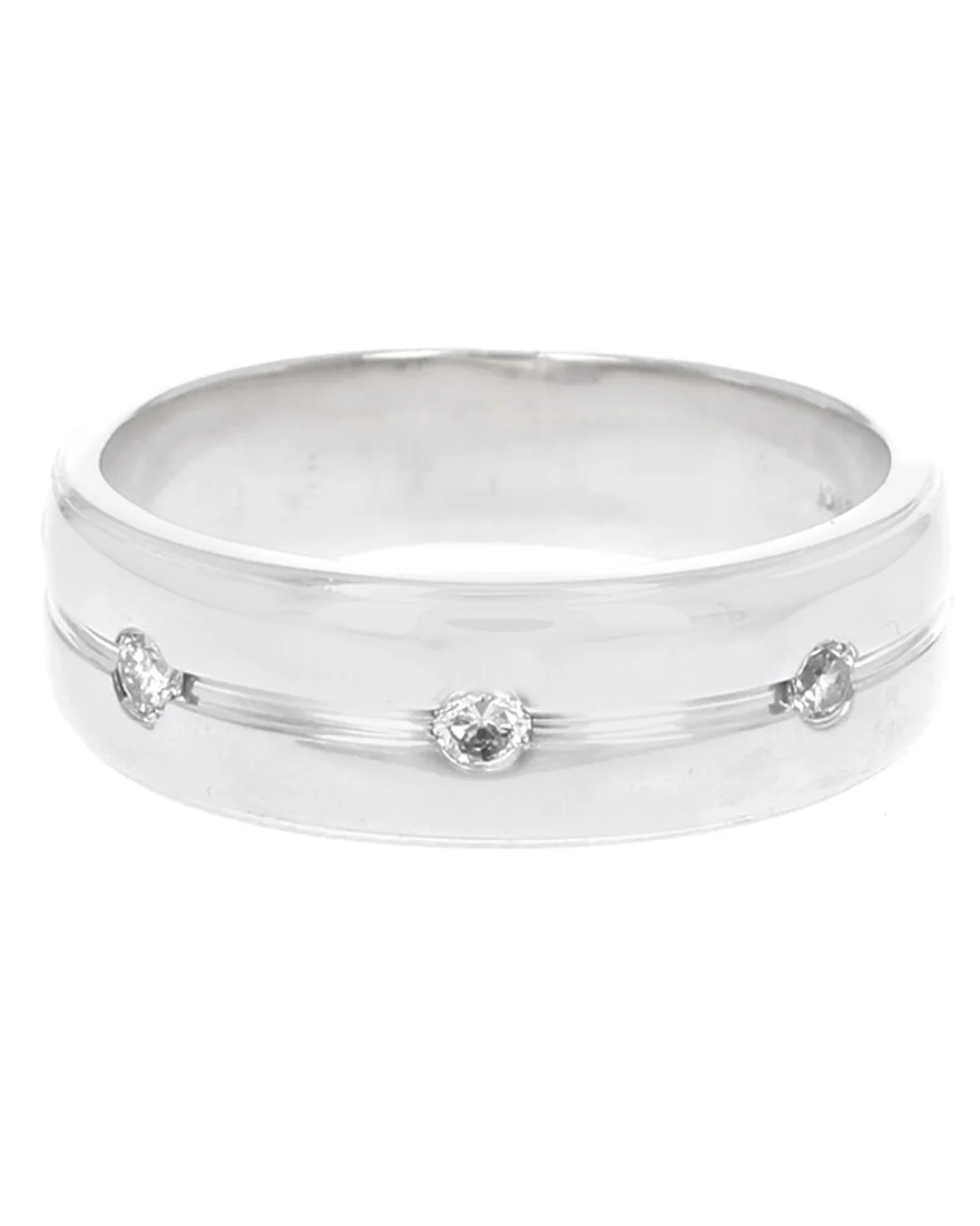 Gentlemen's Diamond Fluted Accent Band in White Gold - Image 2