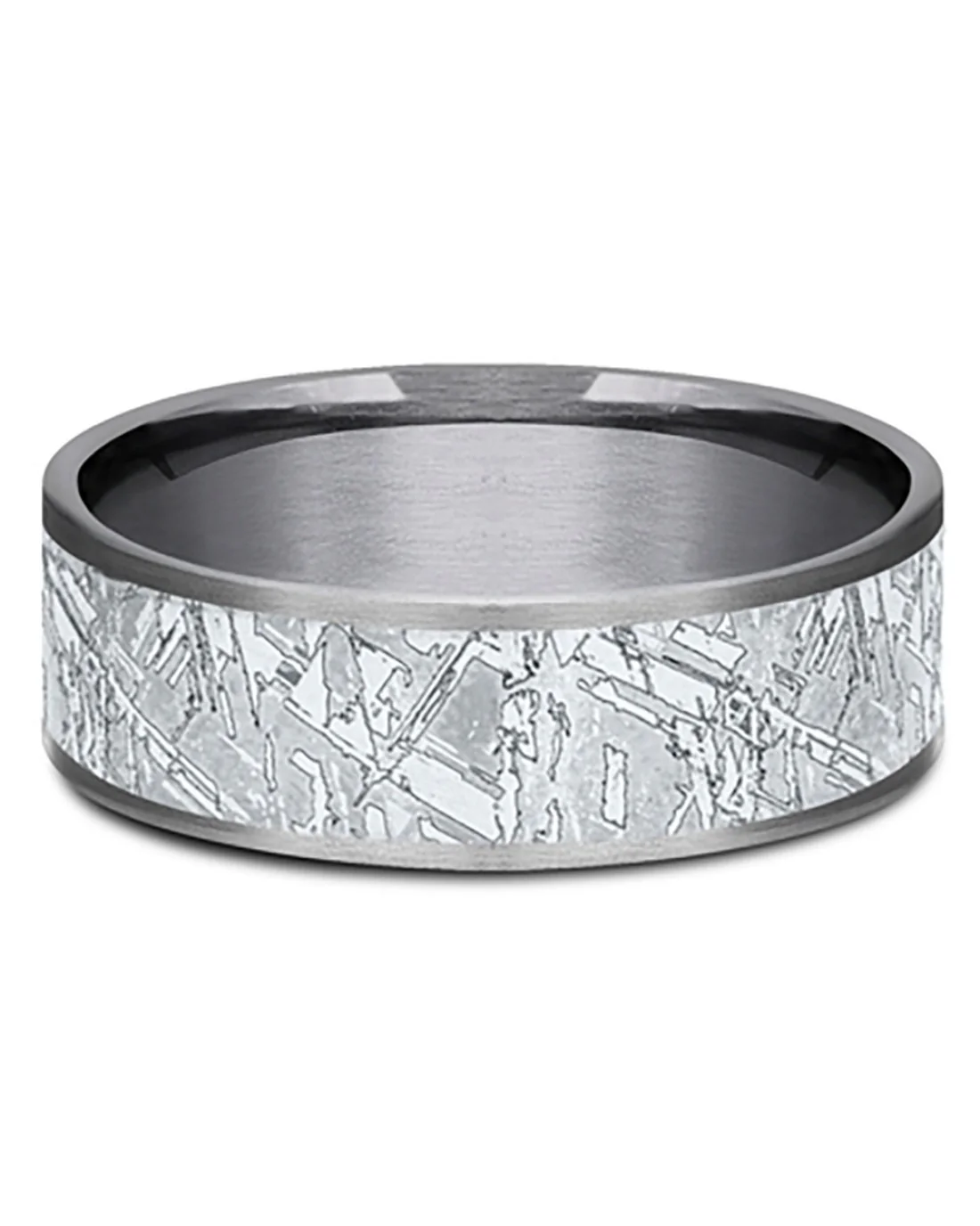 Gentlemen's Meteorite Pattern Comfort Fit Band in White Gold and Grey Tantalum - Image 2