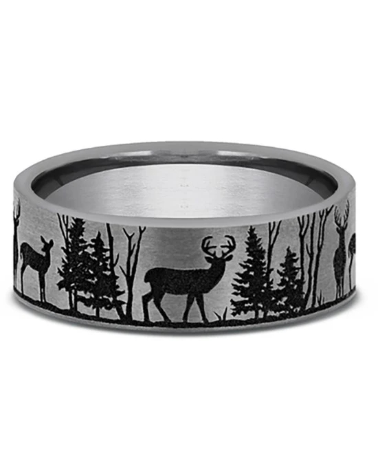 Gentlemen's Nature Scene Comfort Fit Band in Titanium - Image 2