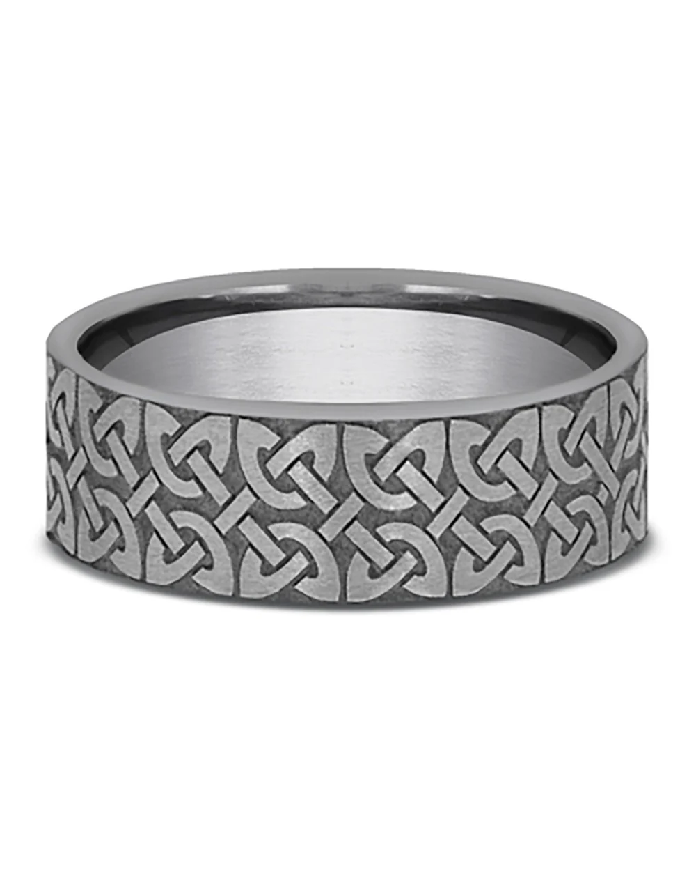 Gentlemen's Quaternary Knot Straight Edge Comfort Fit Band in Grey Tantalum - Image 2