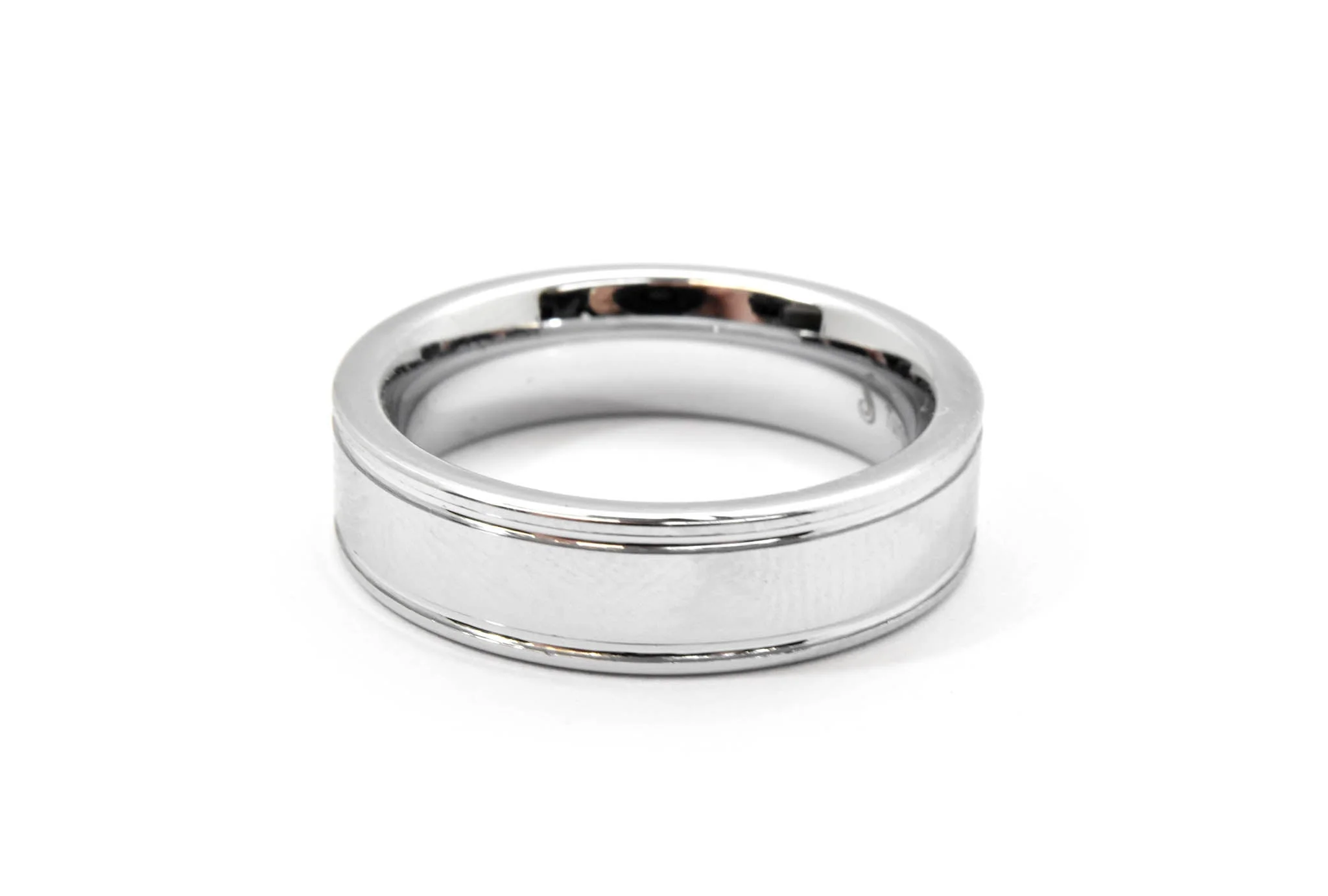 Gents Tungsten Grooved Wedding Band Size 9 - Image 4