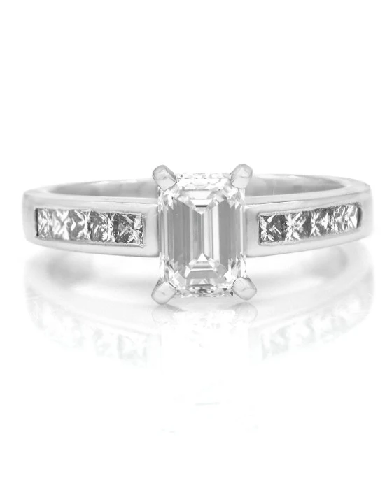 GIA Certified Emerald Cut Diamond Engagement Ring in Platinum - Image 2