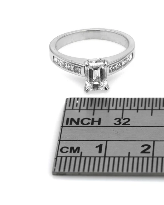 GIA Certified Emerald Cut Diamond Engagement Ring in Platinum - Image 3