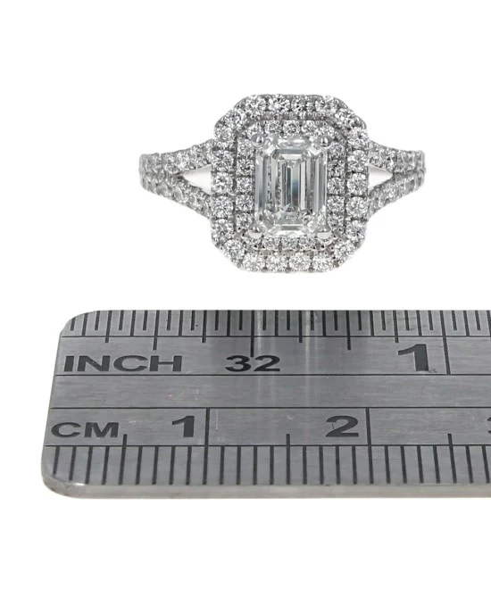 GIA Certified Emerald Cut Diamond Solitaire Ring in 18KW - Image 3