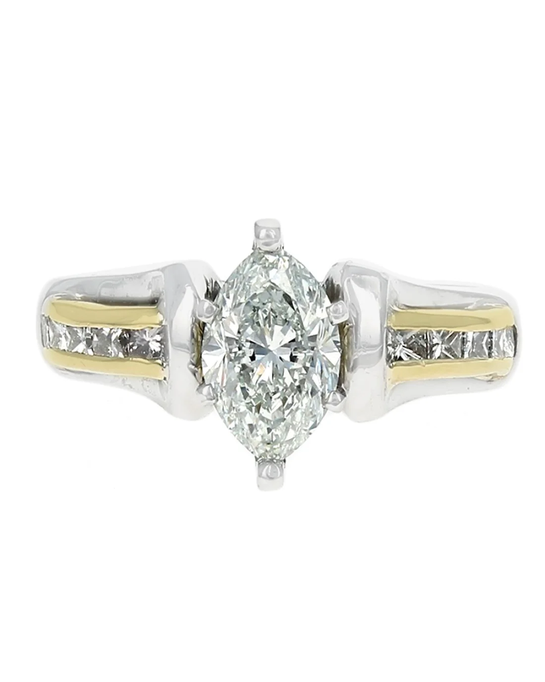 GIA Certified Marquise Cut Diamond Solitaire Ring in Platinum & 18KY - Image 2