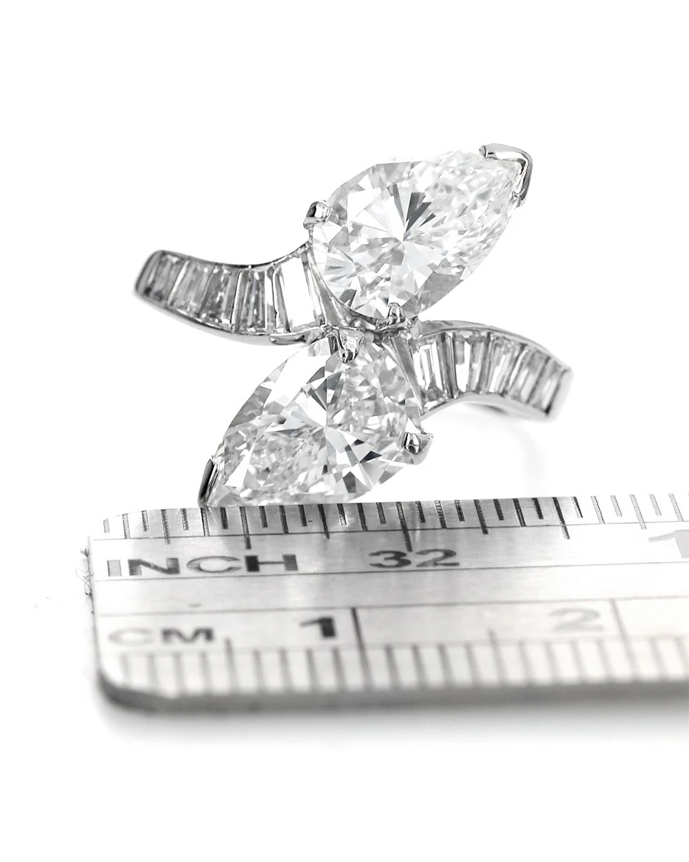 GIA Certified Pear Cut Diamond Bypass Ring in Platinum - Image 3