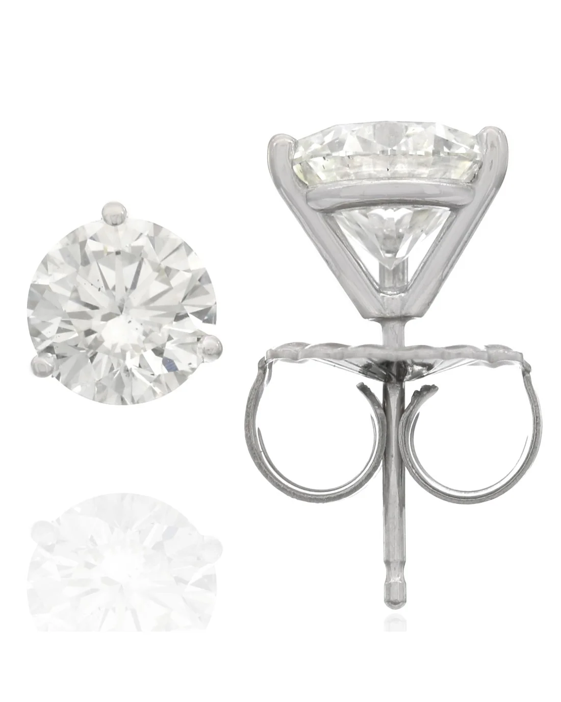 GIA Certified Round Brilliant Cut Diamond Martini Stud Earrings