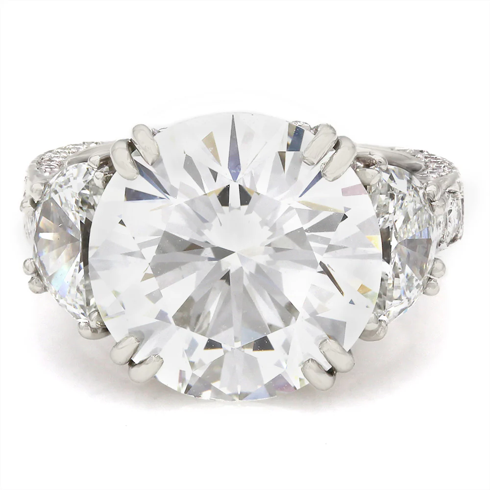 GIA Certified Round Brilliant Diamond Three-Stone Engagement Ring In Platinum - Image 2