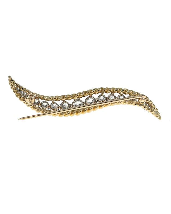 Graduated Diamond Twisted Accent Wave Brooch - Image 2