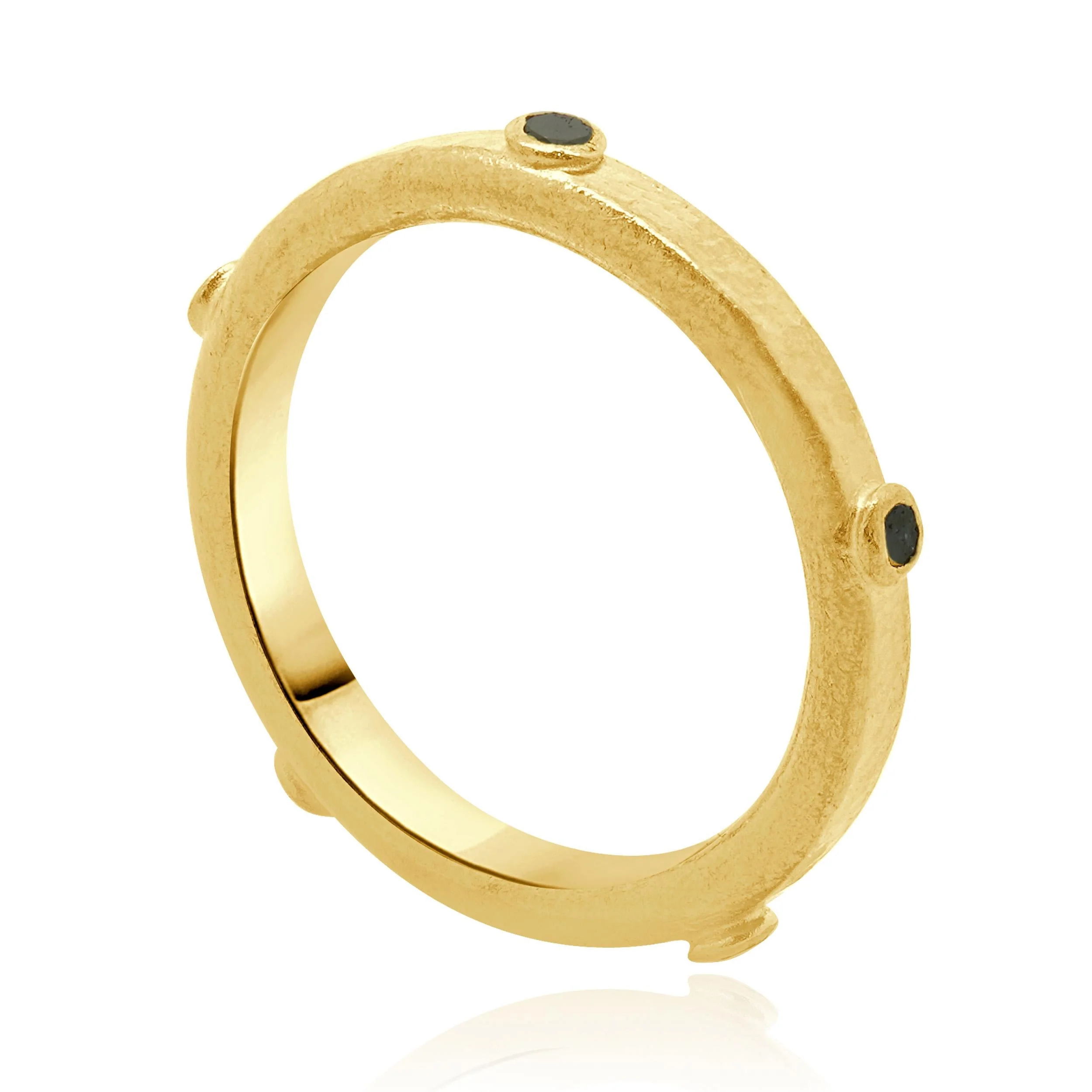 Gurhan 24 Karat Yellow Gold Hoopla Black Diamond Band - Image 4
