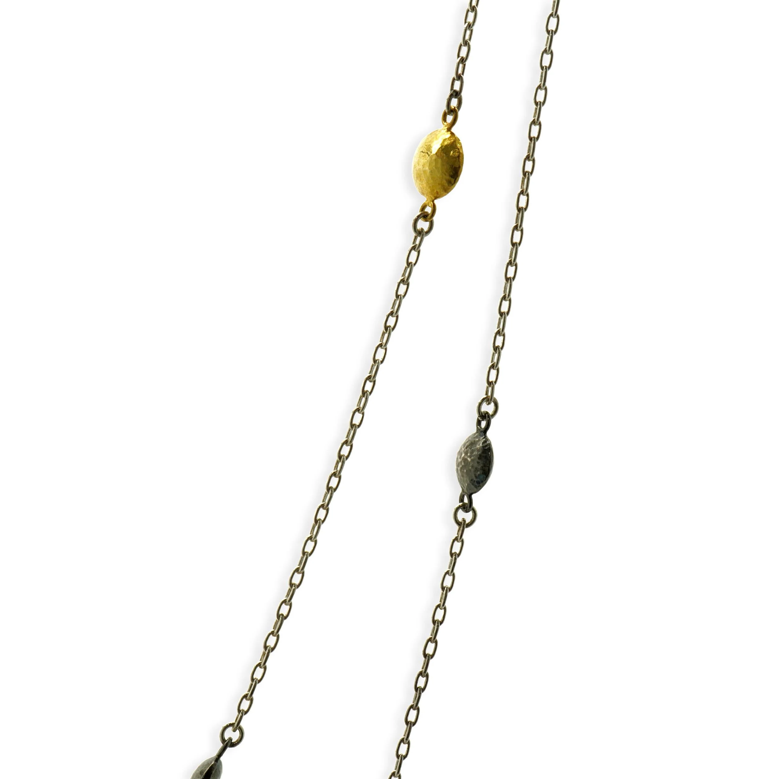 Gurhan 24 Karat Yellow Gold & Sterling Silver Ball Station Necklace - Image 2