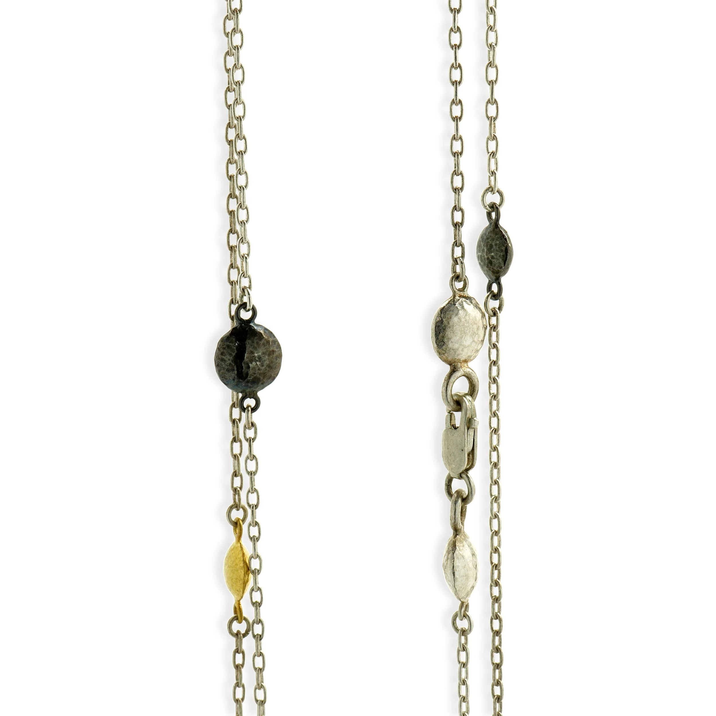 Gurhan 24 Karat Yellow Gold & Sterling Silver Ball Station Necklace - Image 3