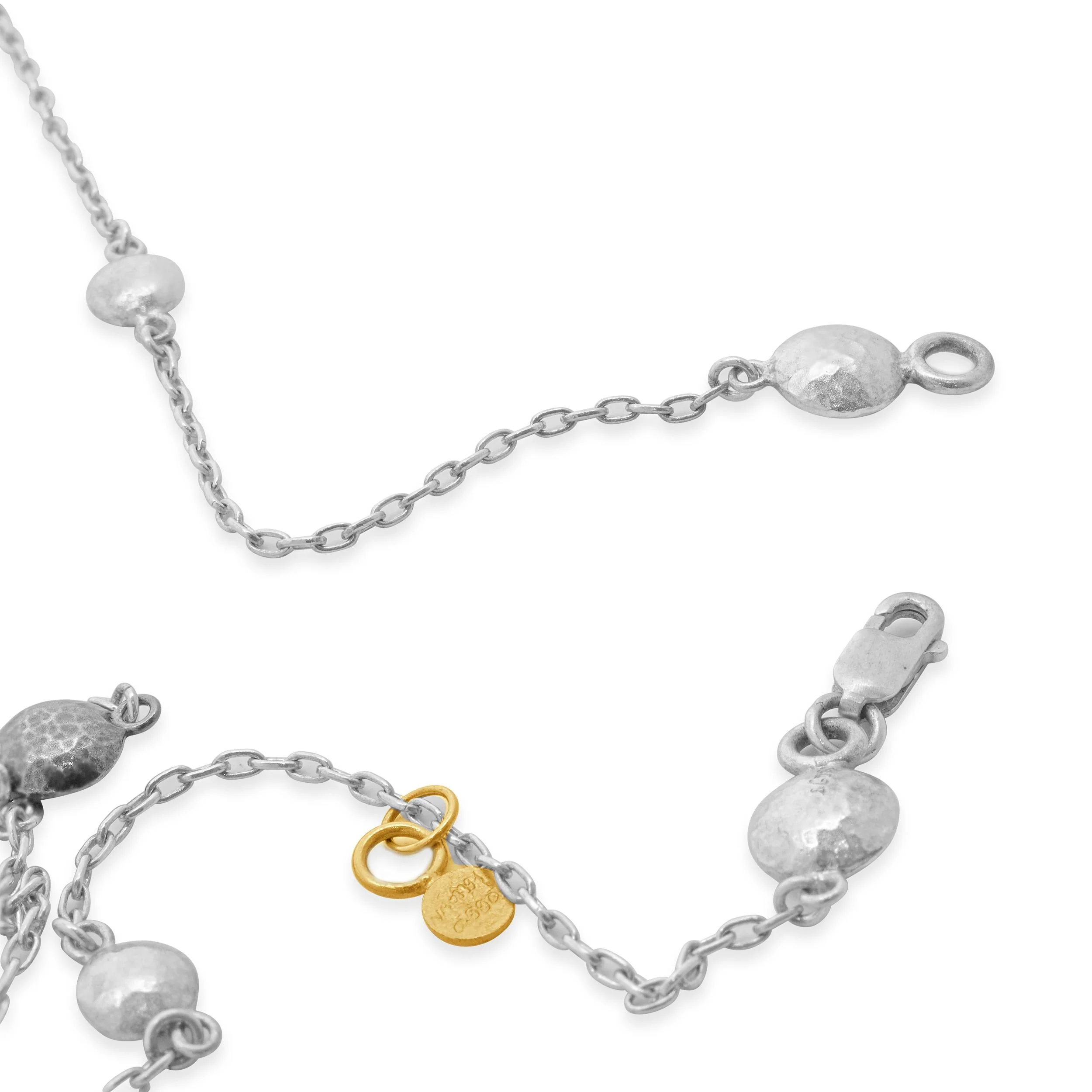 Gurhan 24 Karat Yellow Gold & Sterling Silver Ball Station Necklace - Image 4