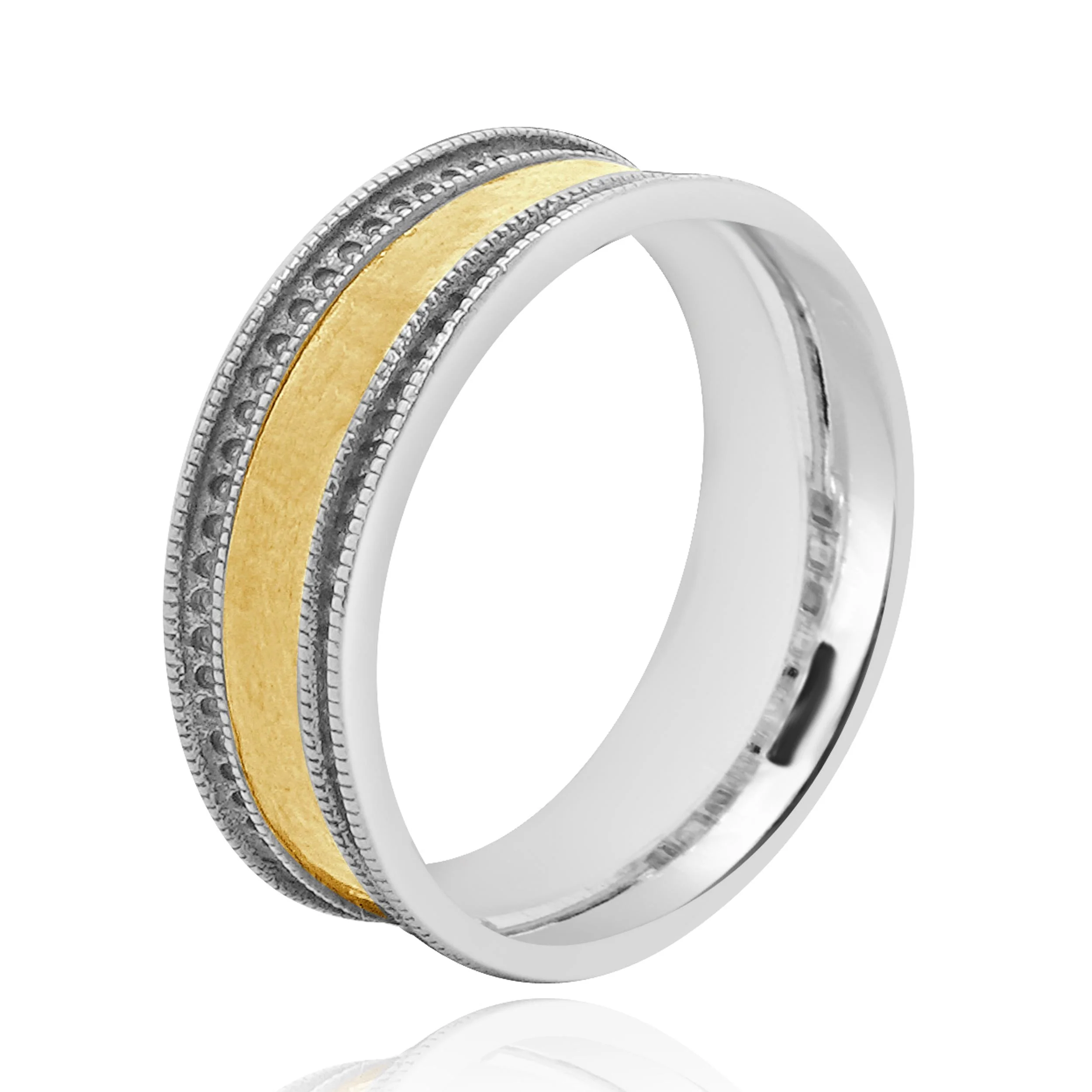 Gurhan Sterling Silver & 24 Karat Yellow Gold Concave Band - Image 2