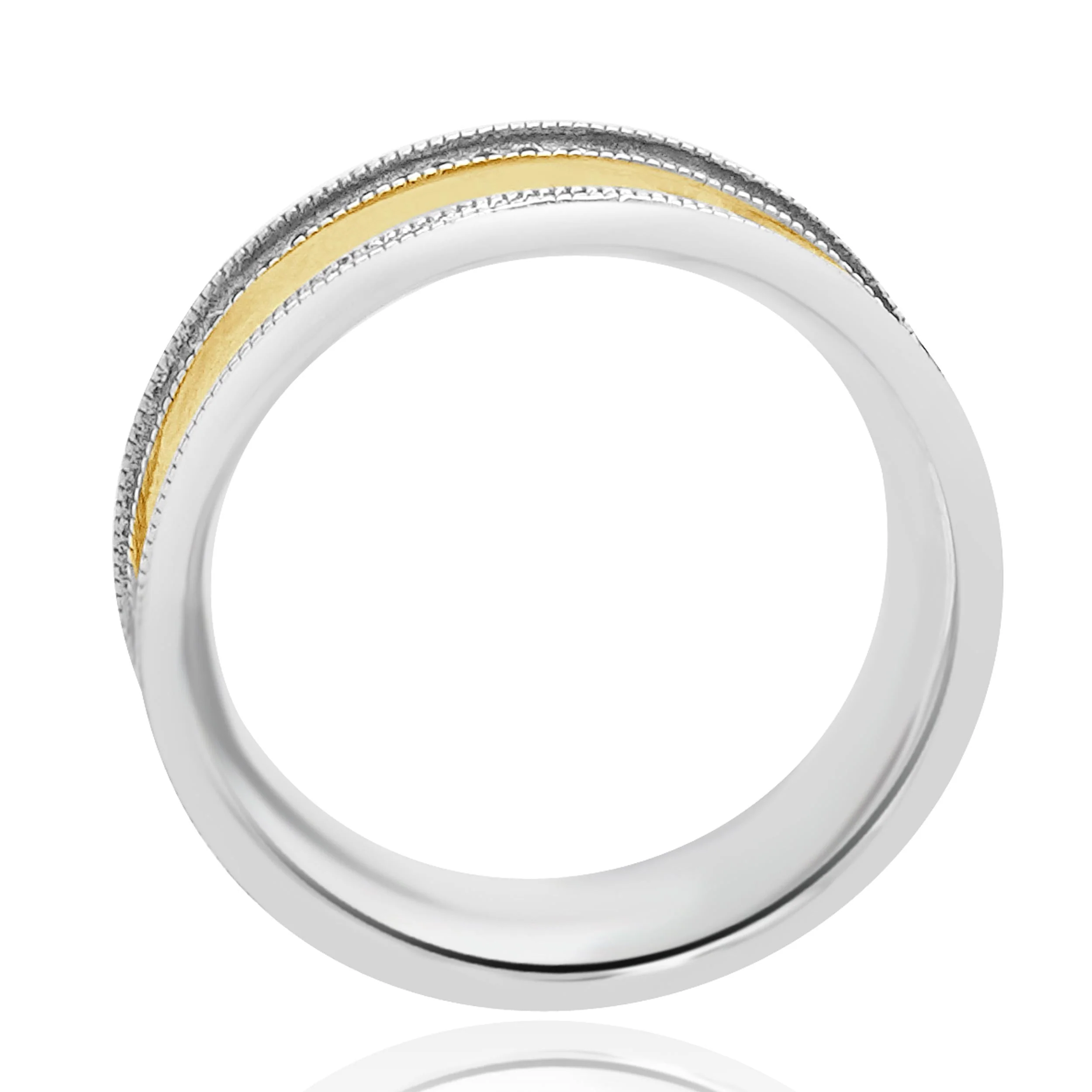 Gurhan Sterling Silver & 24 Karat Yellow Gold Concave Band - Image 3