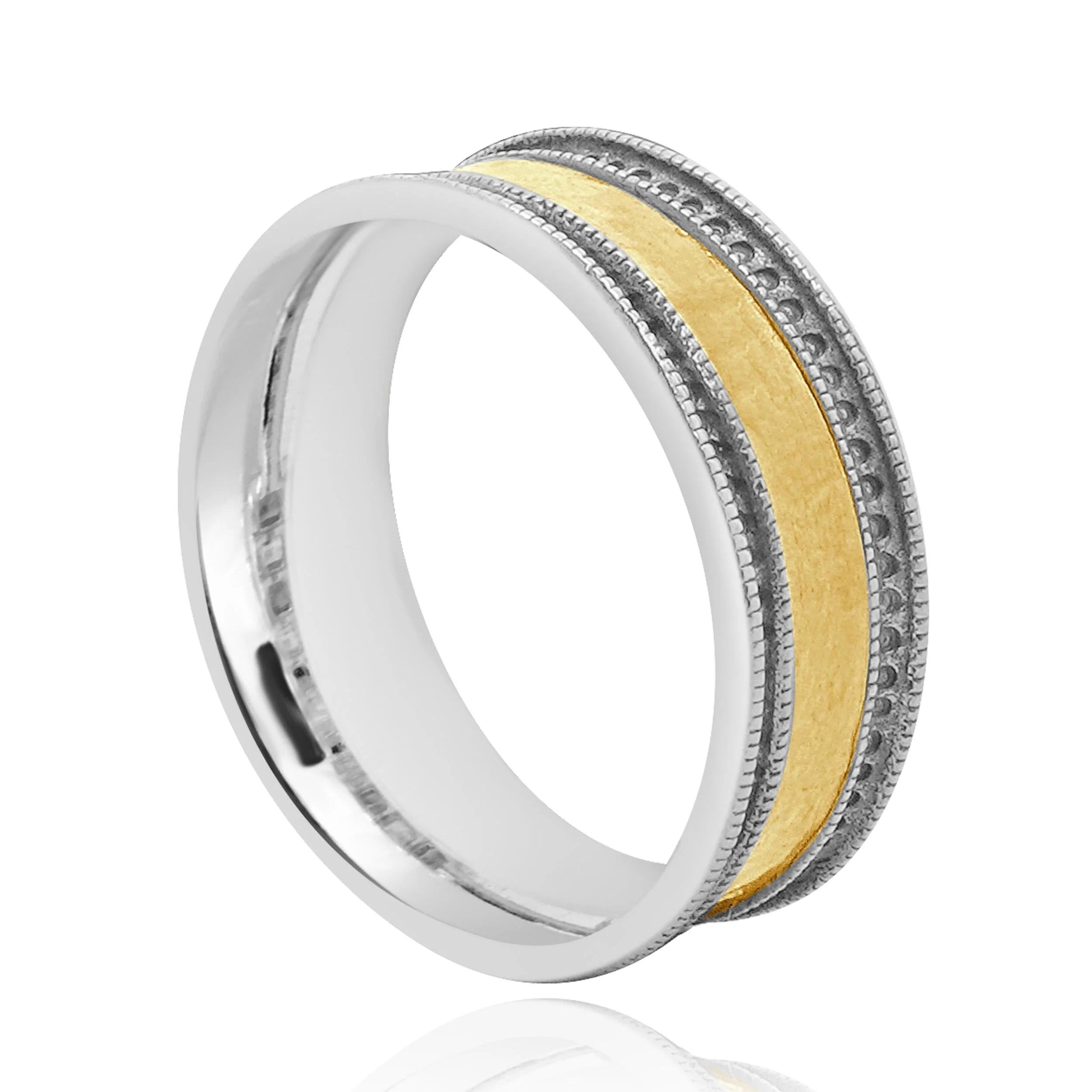 Gurhan Sterling Silver & 24 Karat Yellow Gold Concave Band - Image 4