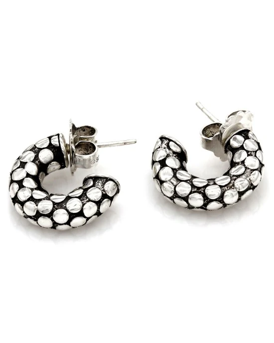 Hardy Dot Half Hoop Earrings in Silver - Image 2