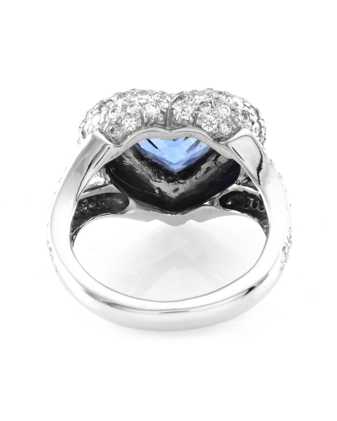 Heart Sapphire and Diamond Ring in Gold - Image 5