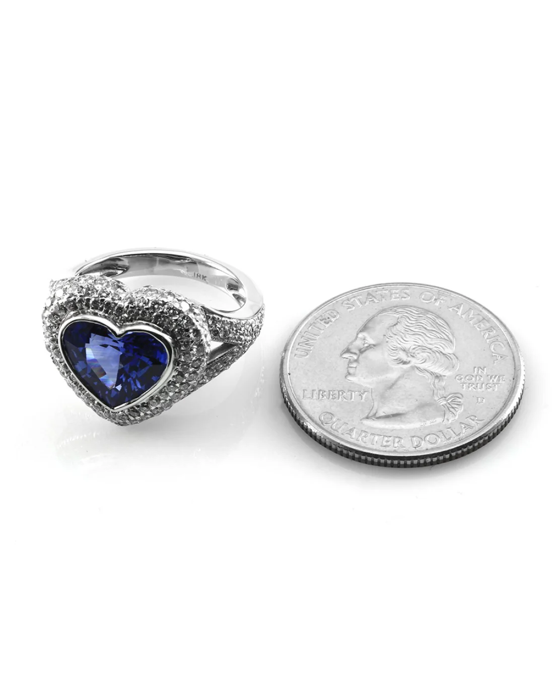 Heart Sapphire and Diamond Ring in Gold - Image 6
