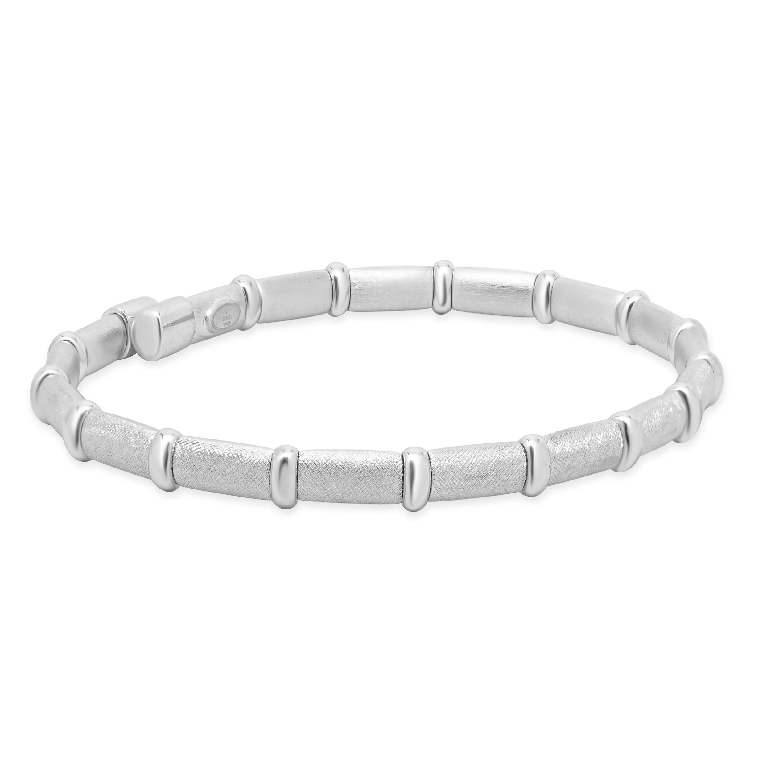 Henderson Legacy 18 Karat White Gold, Sterling Silver and Silver Enamel Bangle Bracelet - Image 4